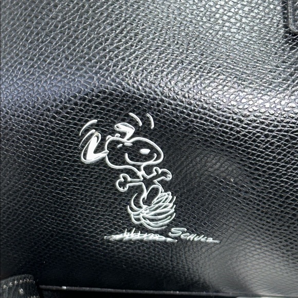 Coach NWT Black Leather Rare Snoopy Collaboration Shoulder/Hand Bag - Picture 10 of 12